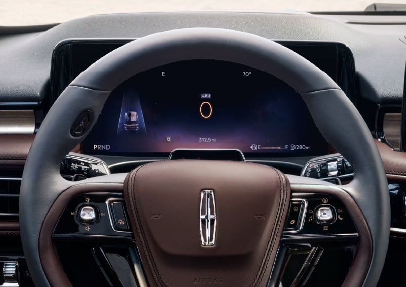 The driver’s information cluster display behind the steering wheel is shown. | Mike Carpino Lincoln in Pittsburg KS