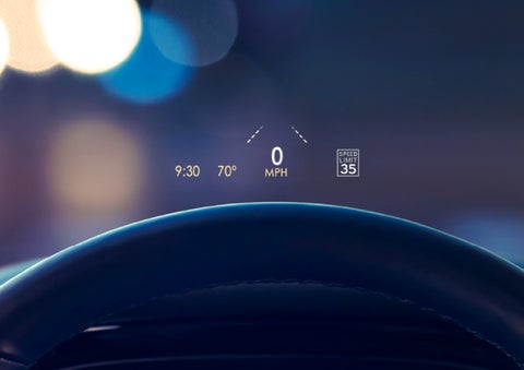 Useful driver information is being projected in front of the steering wheel on the windshield via the available head-up display. | Mike Carpino Lincoln in Pittsburg KS