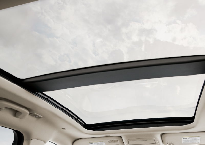 The available panoramic Vista Roof® is shown from inside a 2026 Lincoln Corsair® SUV | Mike Carpino Lincoln in Pittsburg KS